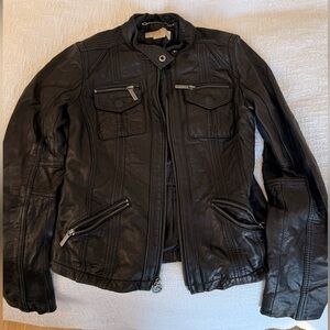 Michael Kors Black leather jacket - SMALL